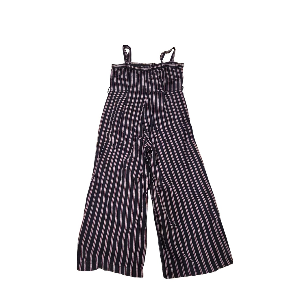 Dex Striped Linen Blend Wide Leg Jumpsuit Blue Red Button Front Medium - Picture 4 of 8